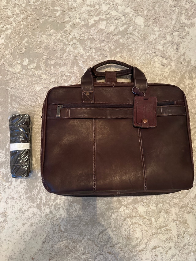 Brown leather Kenneth Cole Reaction laptop briefcase - photo 4