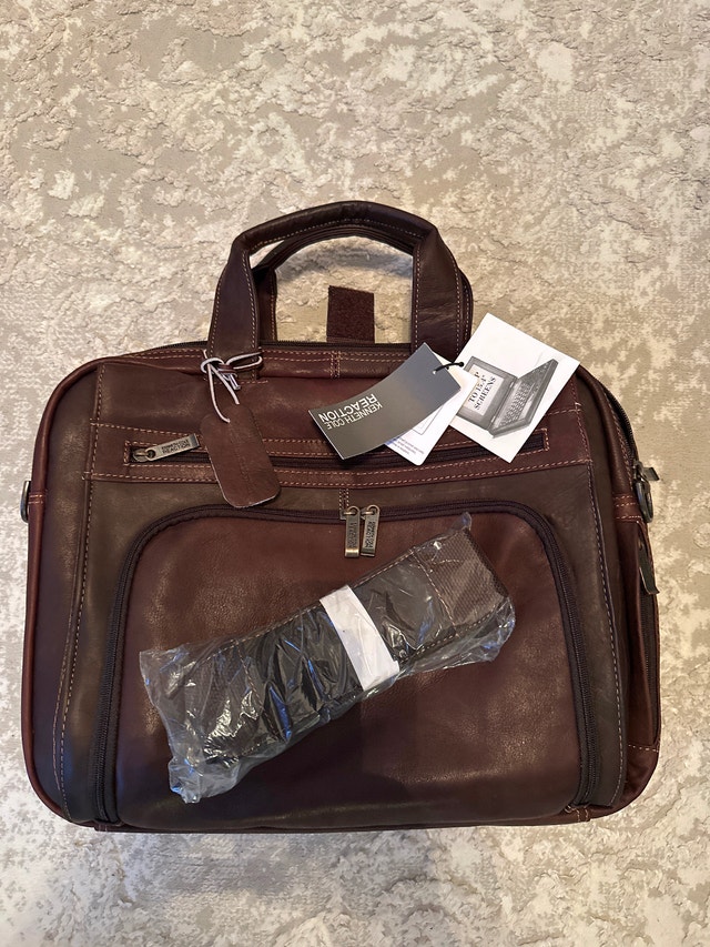 Brown leather Kenneth Cole Reaction laptop briefcase - photo 5
