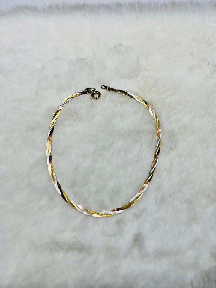 Italy 10k Gold Tri-Color Bracelet Braided
