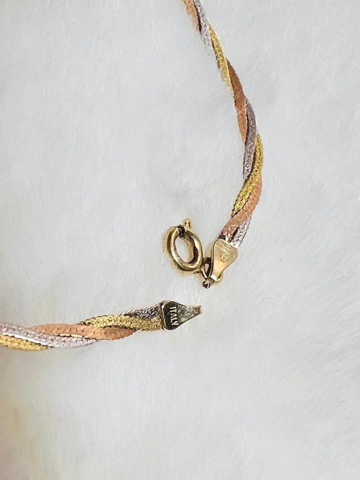 Italy 10k Gold Tri-Color Bracelet Braided - photo 2