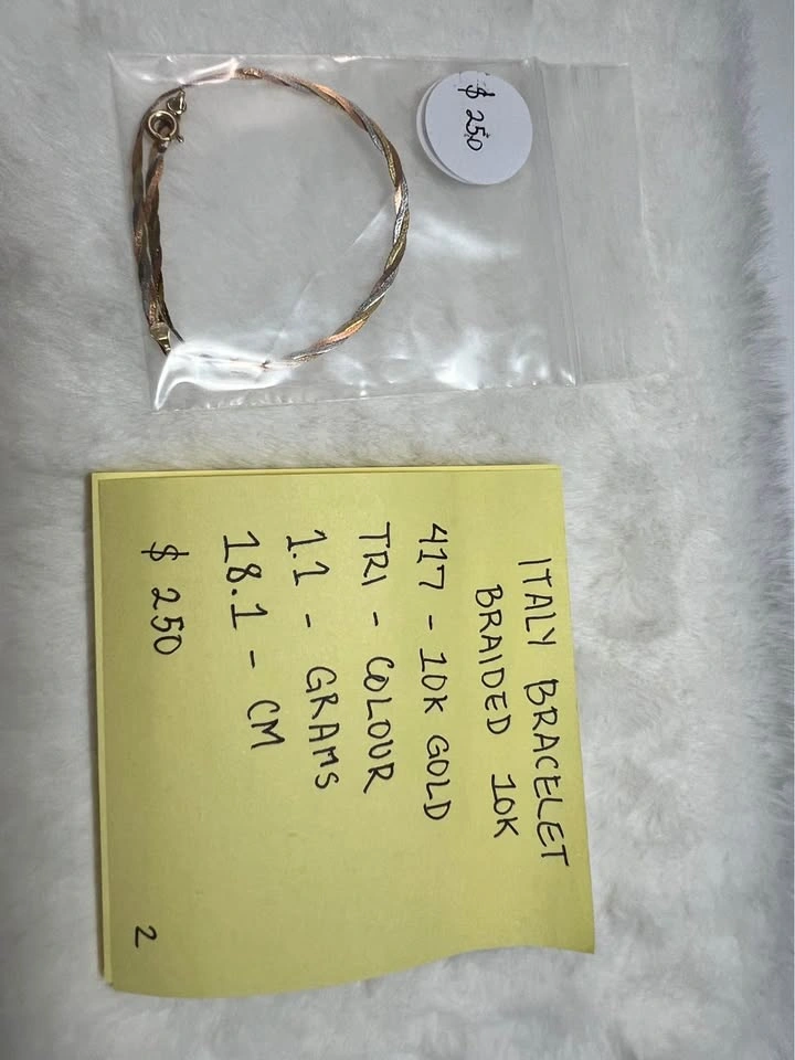 Italy 10k Gold Tri-Color Bracelet Braided - photo 3