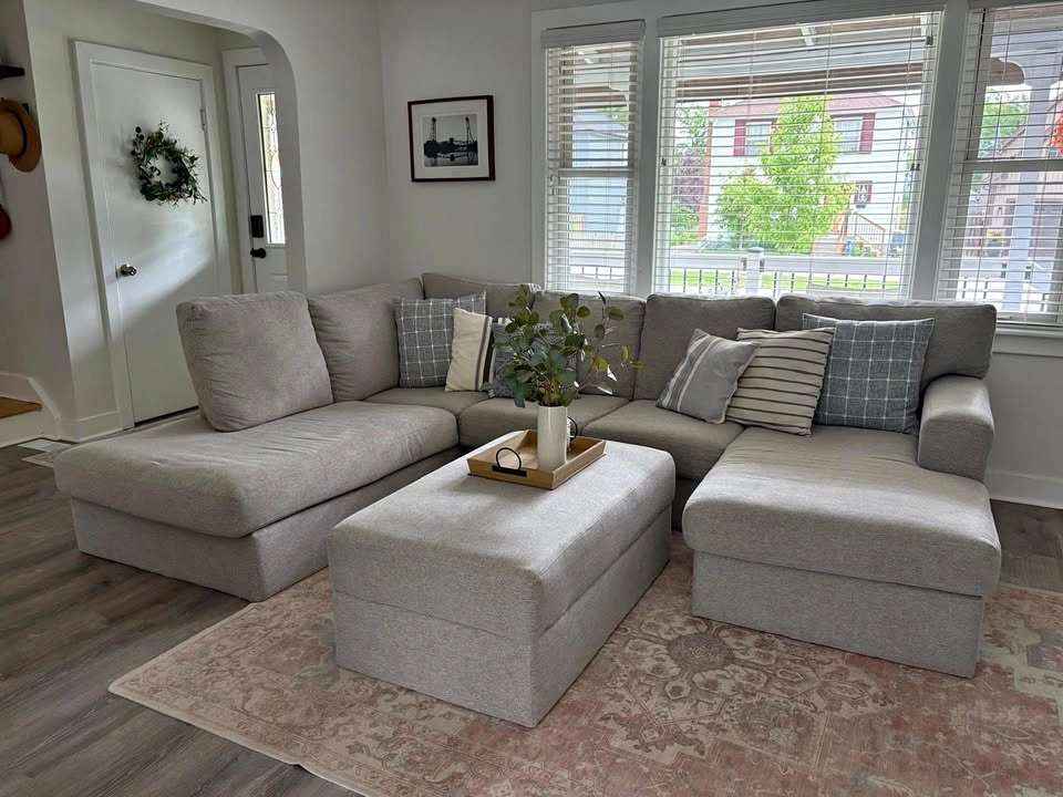The Brick Montana Sectional + Storage Ottoman, Taupe