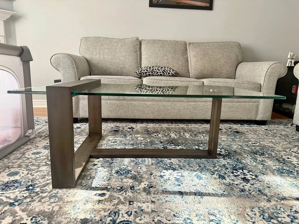 48” Glass and Wood Coffee Table
