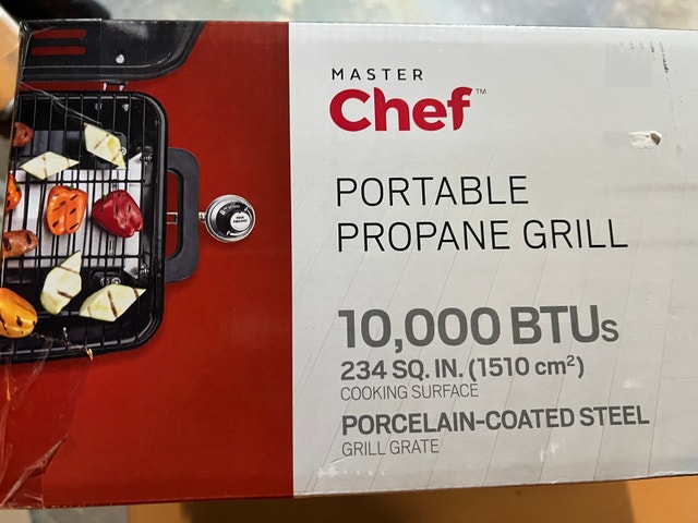 MASTER Chef Portable Propane Gas BBQ Grill with Folding Legs
