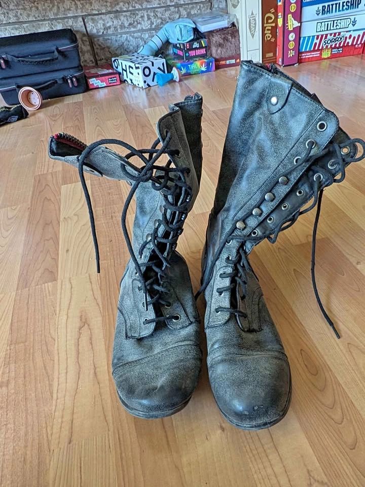 Galeria Studded Combat Boots Size 8M