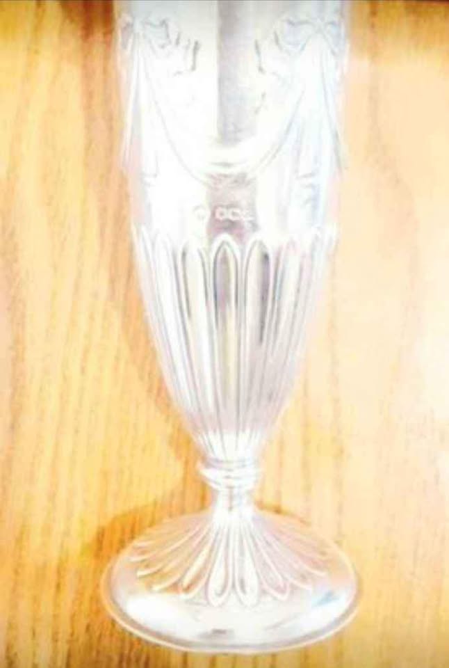 Unique Antique Sterling Silver Rare Trumpet Vase - photo 2