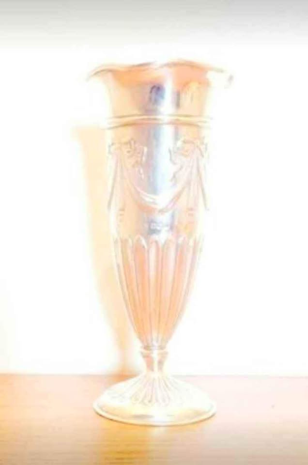 Unique Antique Sterling Silver Rare Trumpet Vase - photo 5