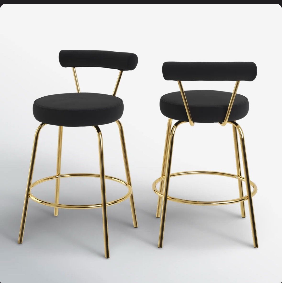 Black Velvet Swivel Bar Stools