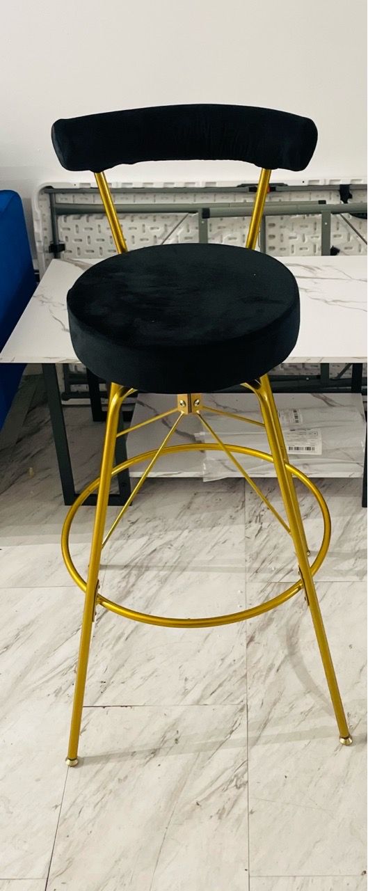 Black Velvet Swivel Bar Stools - photo 2