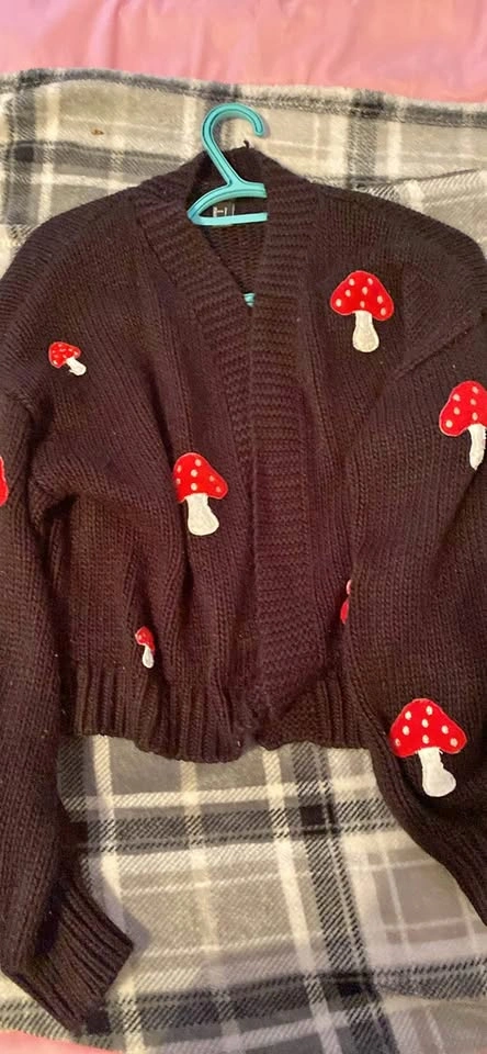 Black with mushroom cardigan