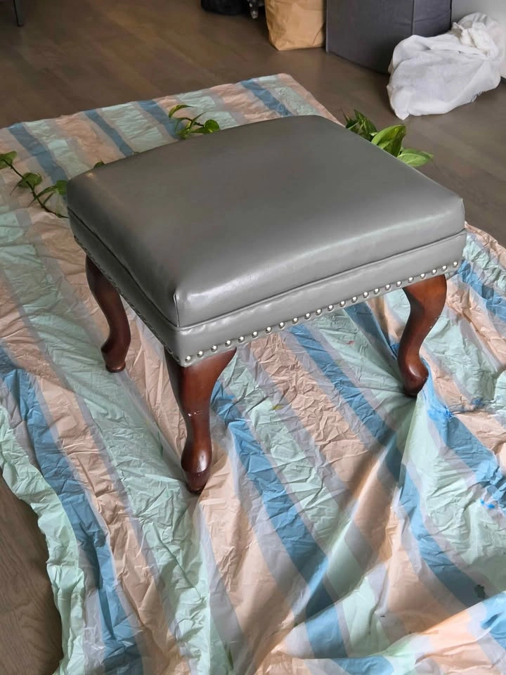 Faux Leather Nailhead Trim Ottoman - photo 2
