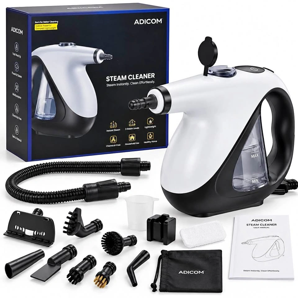 ADICOM Handheld Steam Cleaner – 3-Second Heat Up + 13 Accessorie
