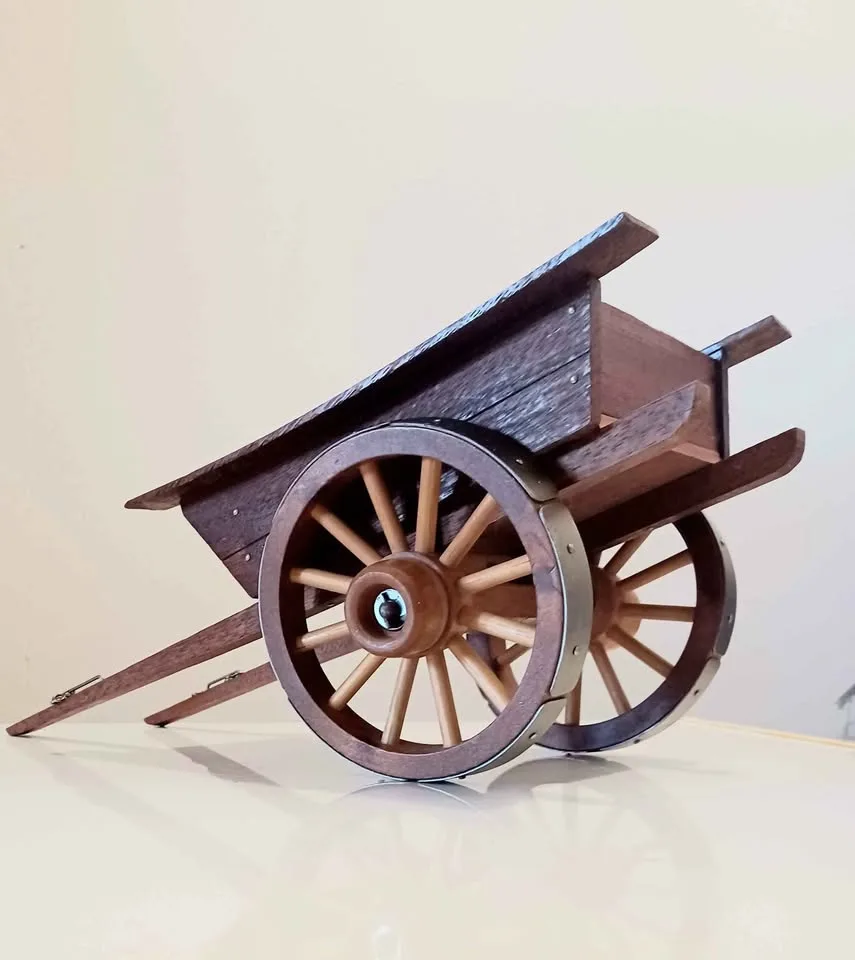 15" Handmade Rare Wooden Cart image indicator(2)