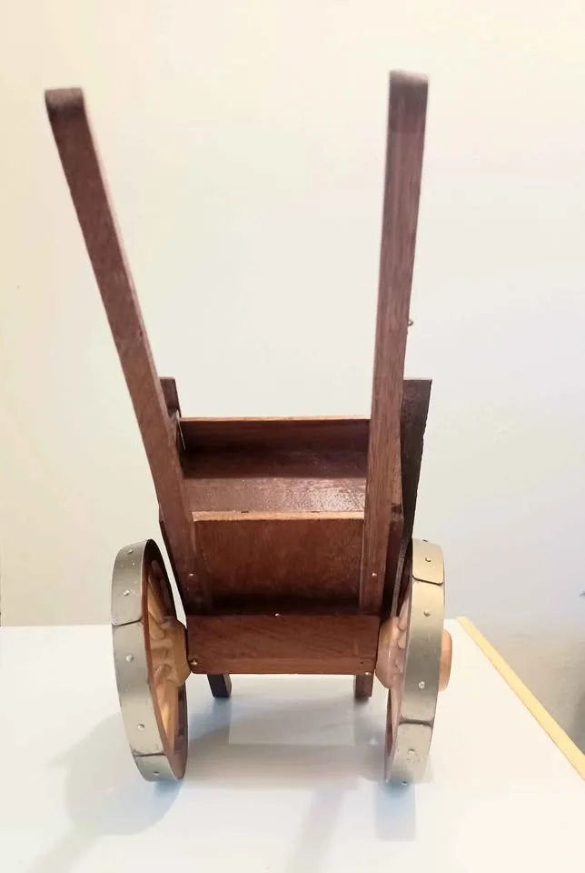 15" Handmade Rare Wooden Cart image indicator(5)