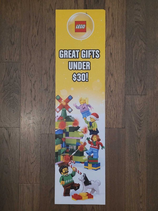 LEGO Christmas 2 Sided Store Sign, Bilingual (English & French)