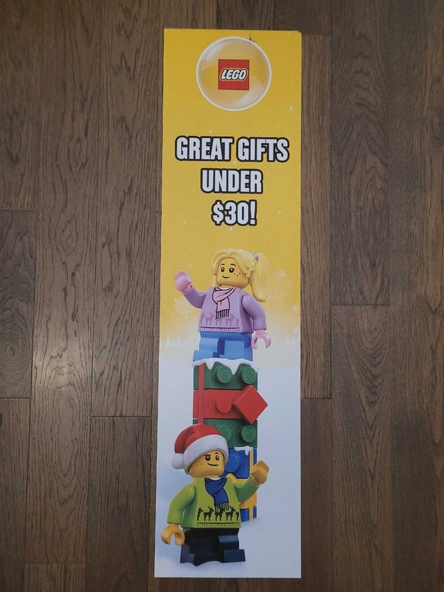 Large LEGO Christmas Double Sided Store Sign, English & French