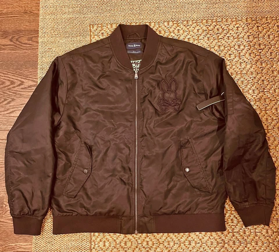 Men’s 2XL Nylon Psycho Bunny Bomber Jacket Logo Lined SHARP!