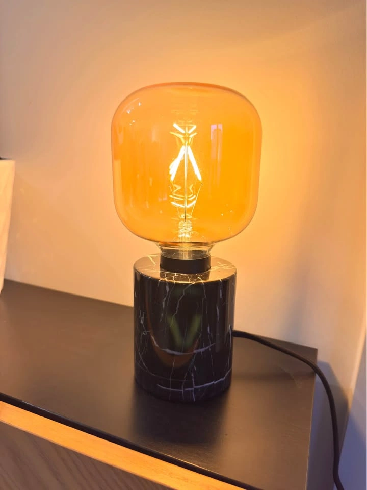 Modern Marble Base Table Lamp with Oversized Edison Bulb x 2 - photo 2