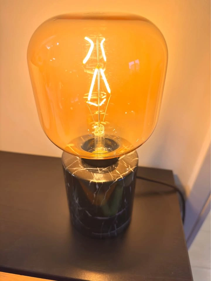 Modern Marble Base Table Lamp with Oversized Edison Bulb x 2 - photo 3