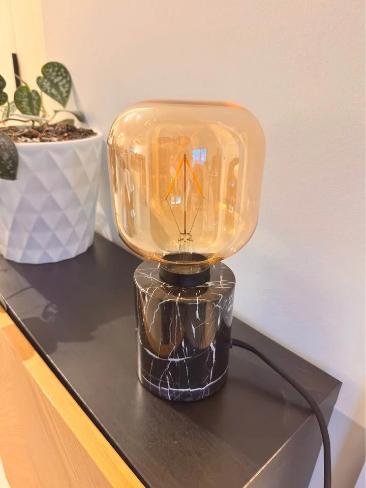 Modern Marble Base Table Lamp with Oversized Edison Bulb x 2 - photo 4