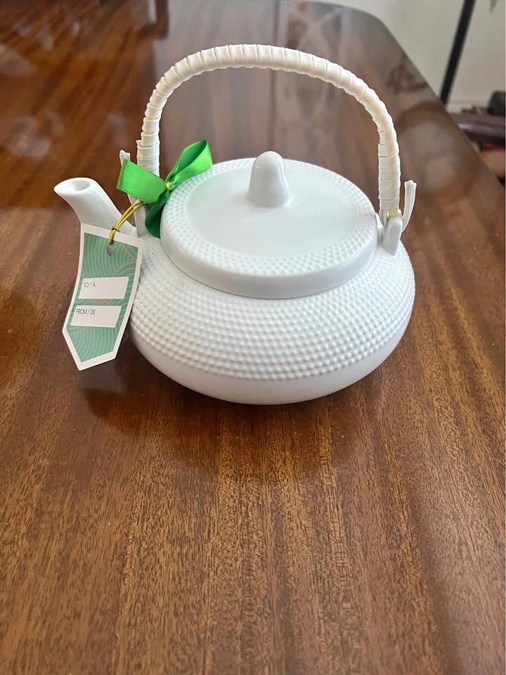 White Ceramic Japanese-Style Teapot with Infuser