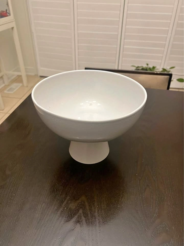 White Ceramic Pedestal Bowl