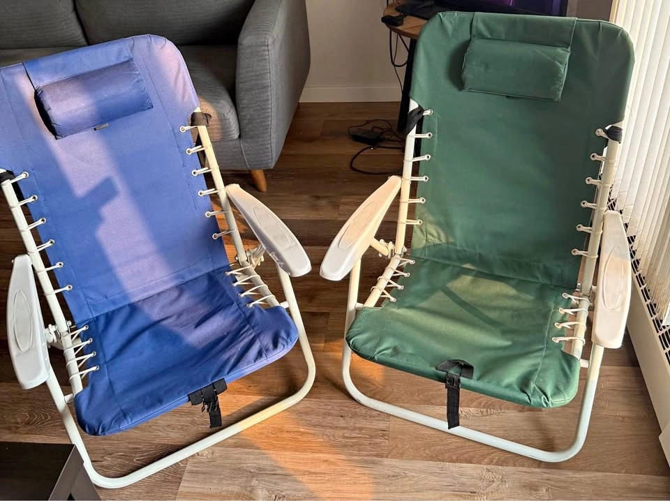 2-in-1 Adjustable Reclining Lounge Chairs – $40 Each / $70 Both