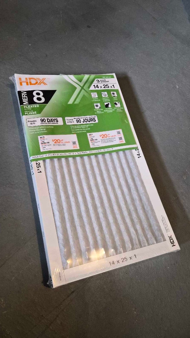 HDX 3 Pack Furnace Air Filters - 14 x 25 x 1