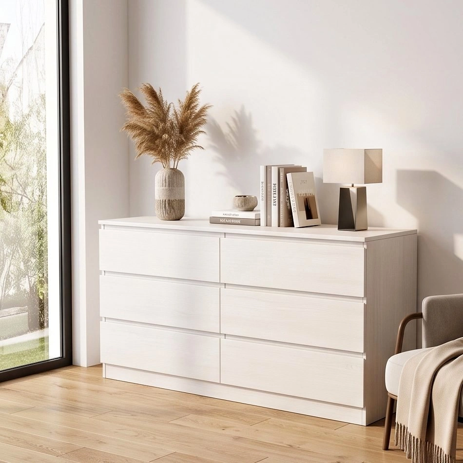 Modern White Multi-Drawer Dresser - Stylish Storage Cabinet