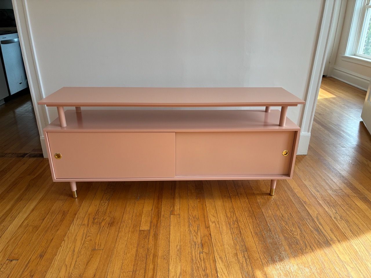 Simple Living Margo Mid-Century Modern Wood TV Stand - Blush Pin