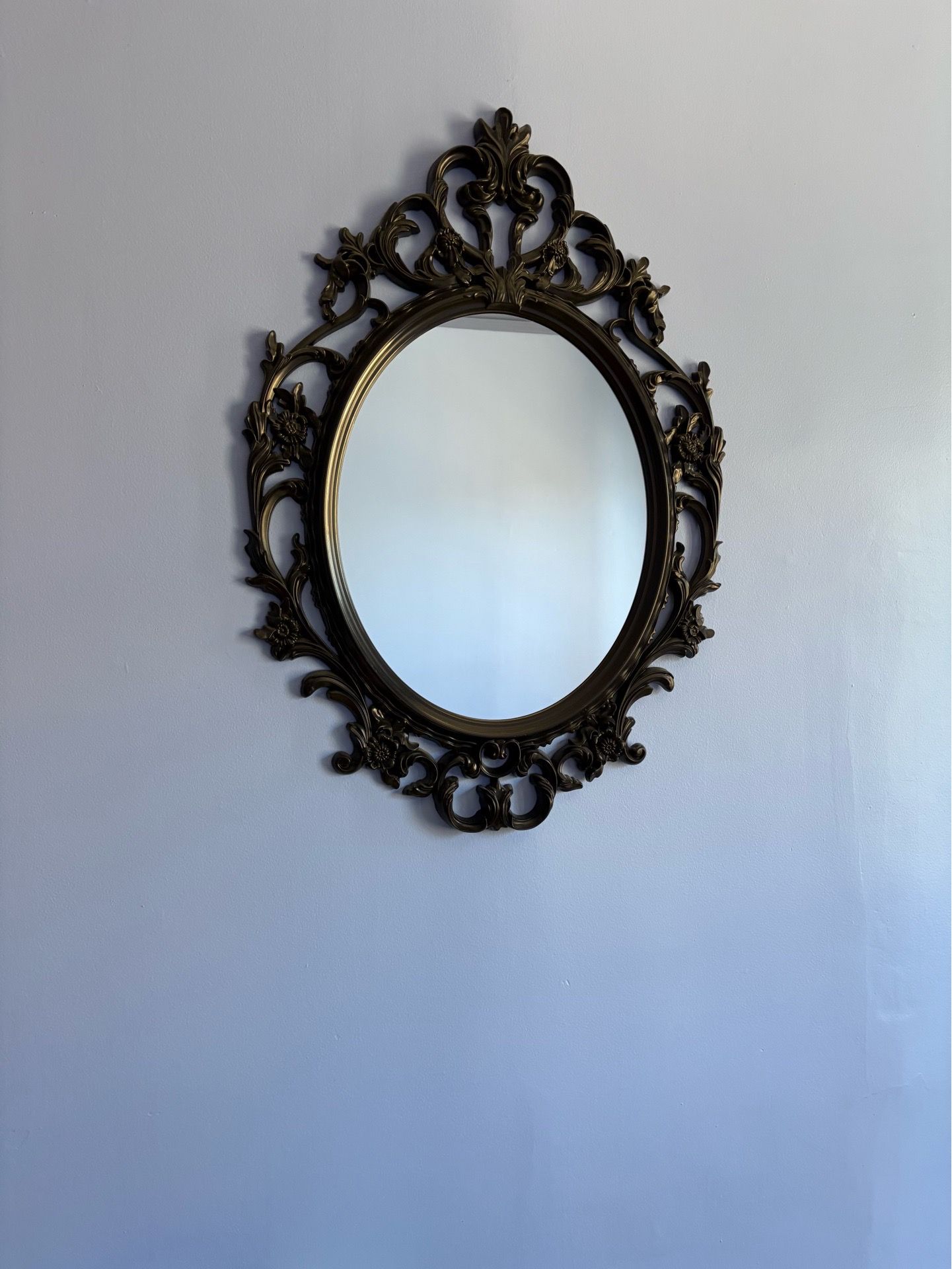 IKEA UNG DRILL Ornate Oval Black Framed Wall Mirror