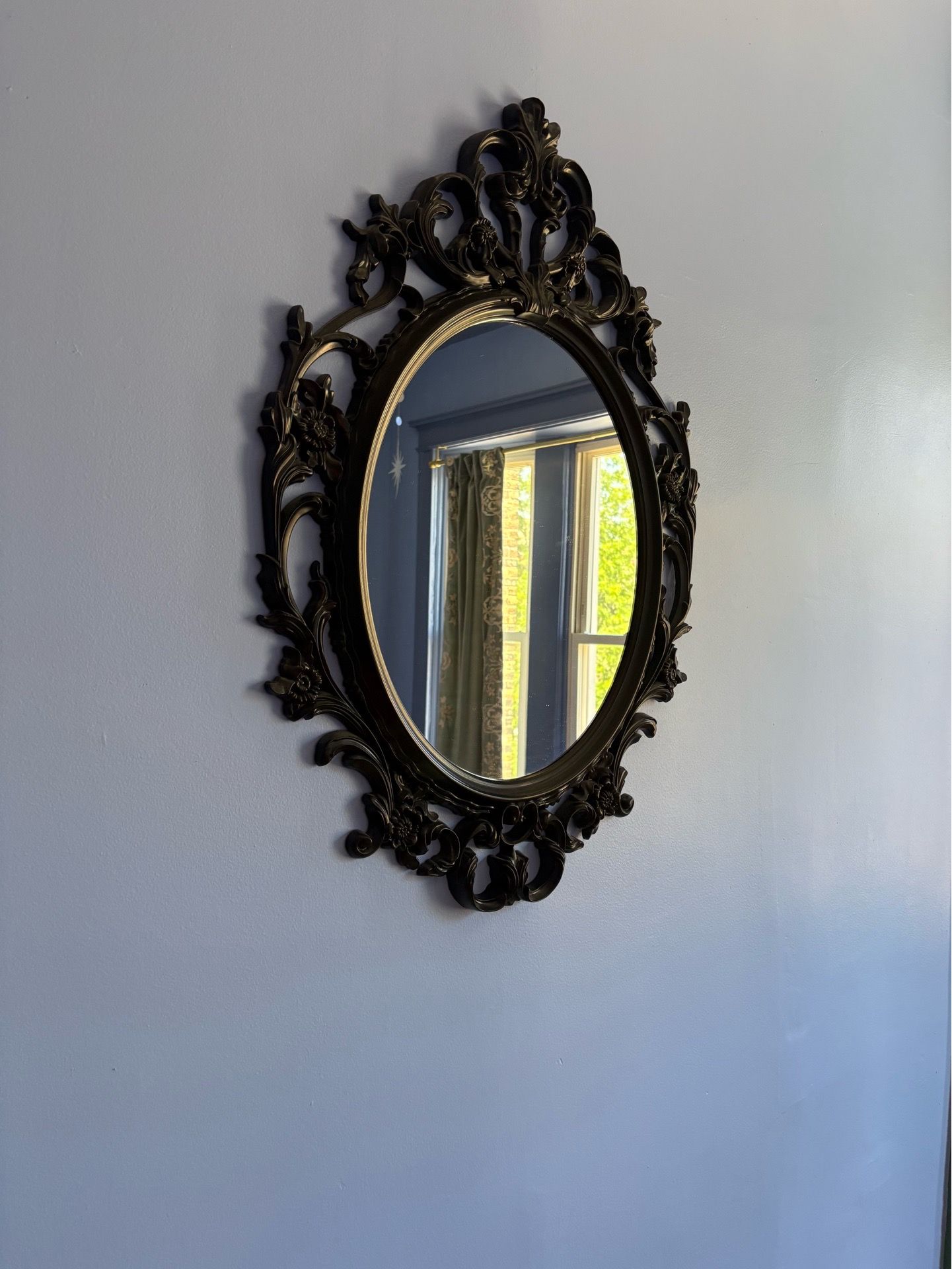 IKEA UNG DRILL Ornate Oval Black Framed Wall Mirror - photo 2