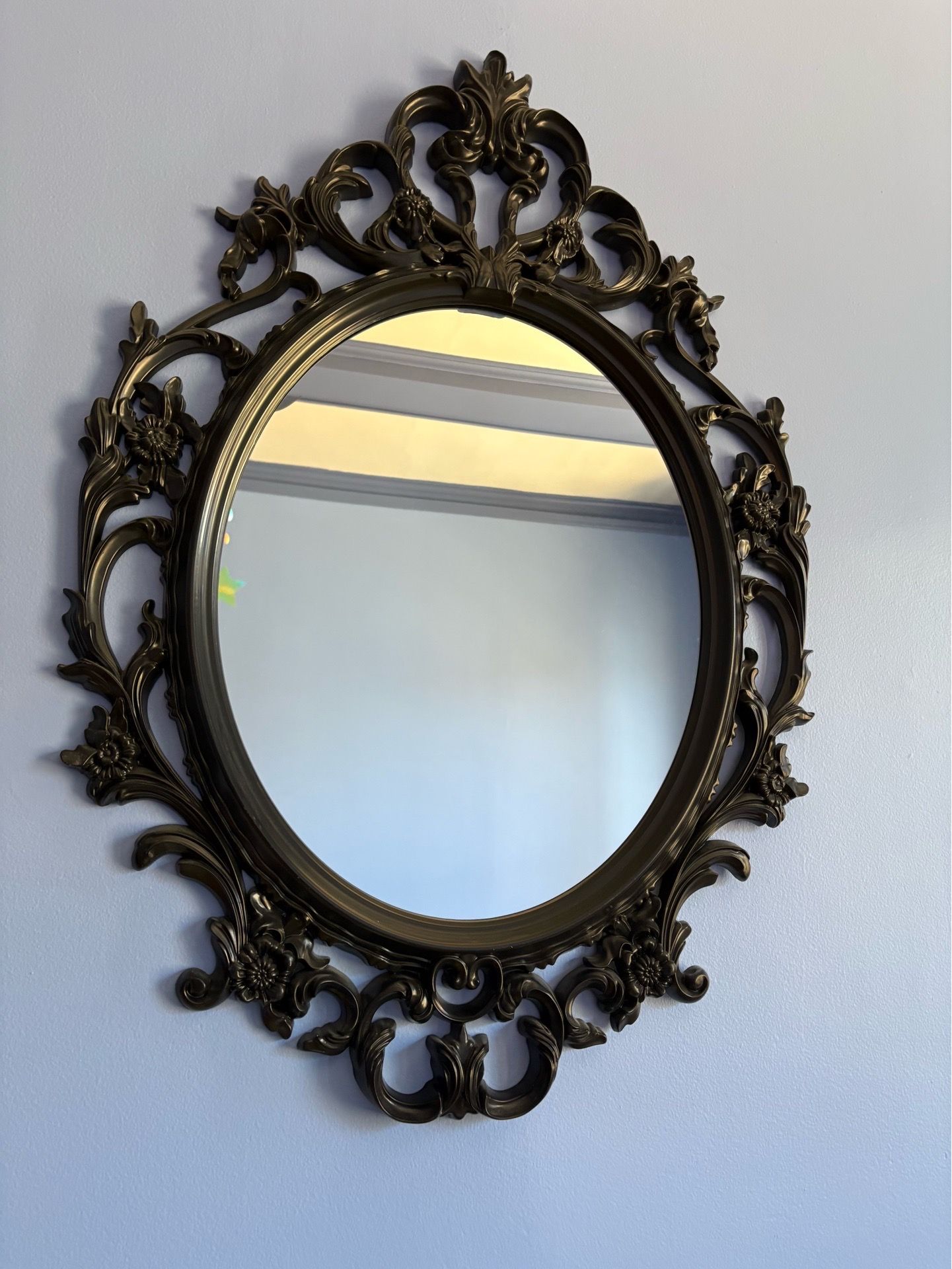 IKEA UNG DRILL Ornate Oval Black Framed Wall Mirror - photo 3