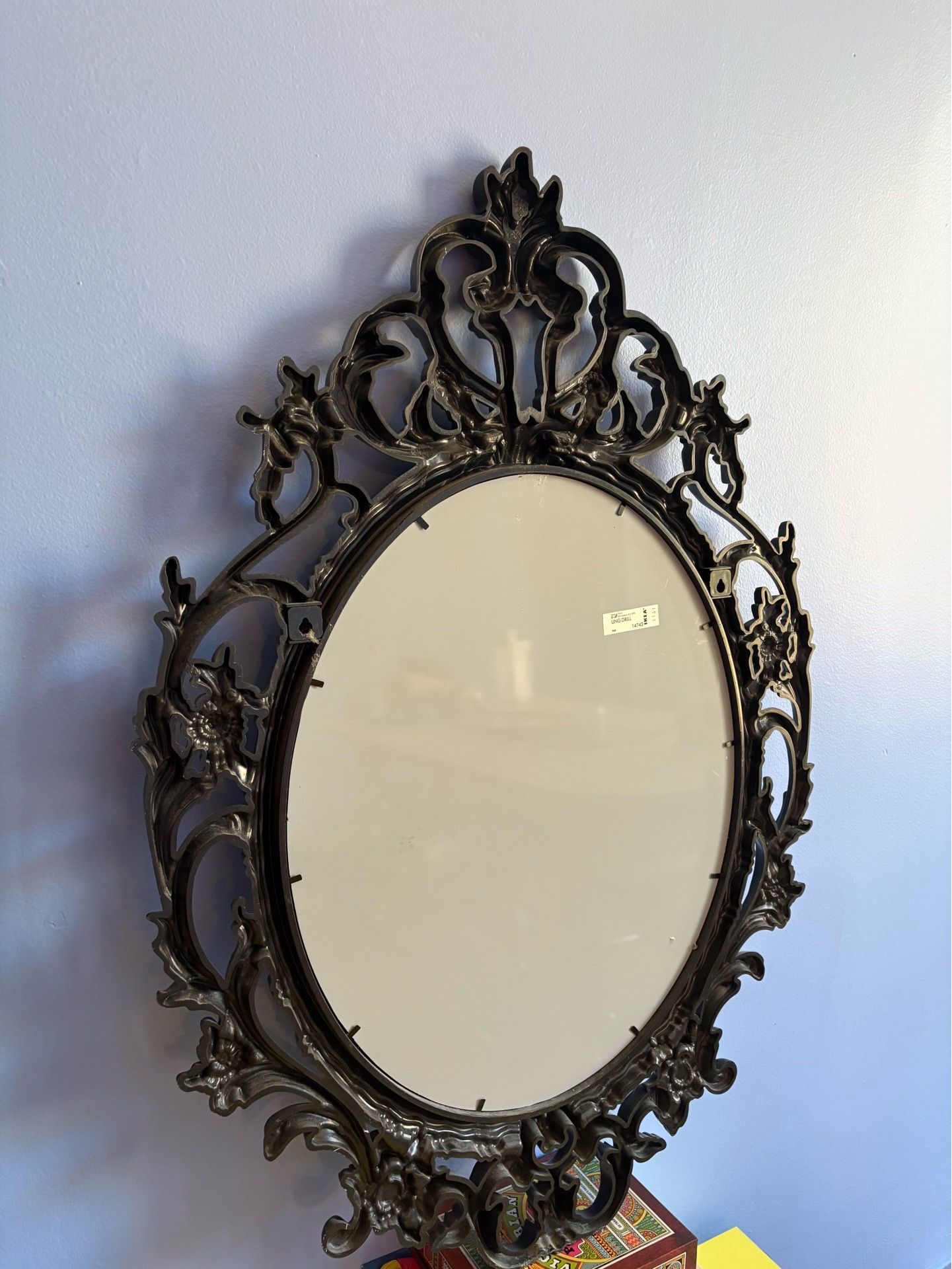 IKEA UNG DRILL Ornate Oval Black Framed Wall Mirror - photo 4