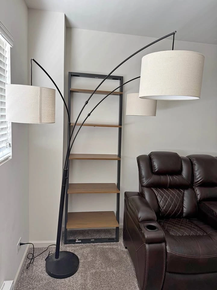 3-Light Arc Floor Lamp – Modern Multi-Head Arch Lamp – 75” Tall