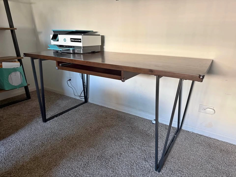 Large 66” Heavy Wood Office Desk with Pull-Out Keyboard Tray