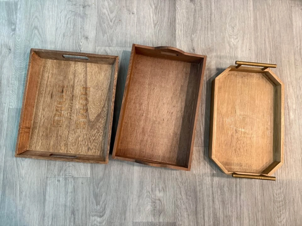 Set of 3 Wooden Serving Trays – Rustic Farmhouse Decor - photo 2
