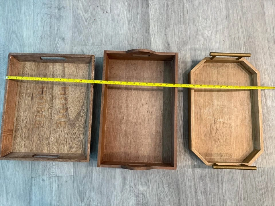 Set of 3 Wooden Serving Trays – Rustic Farmhouse Decor - photo 3