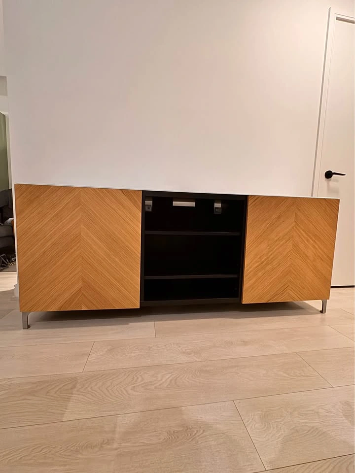IKEA BESTÅ TV Unit / Media Console – Oak Veneer Doors + Glass To - photo 2