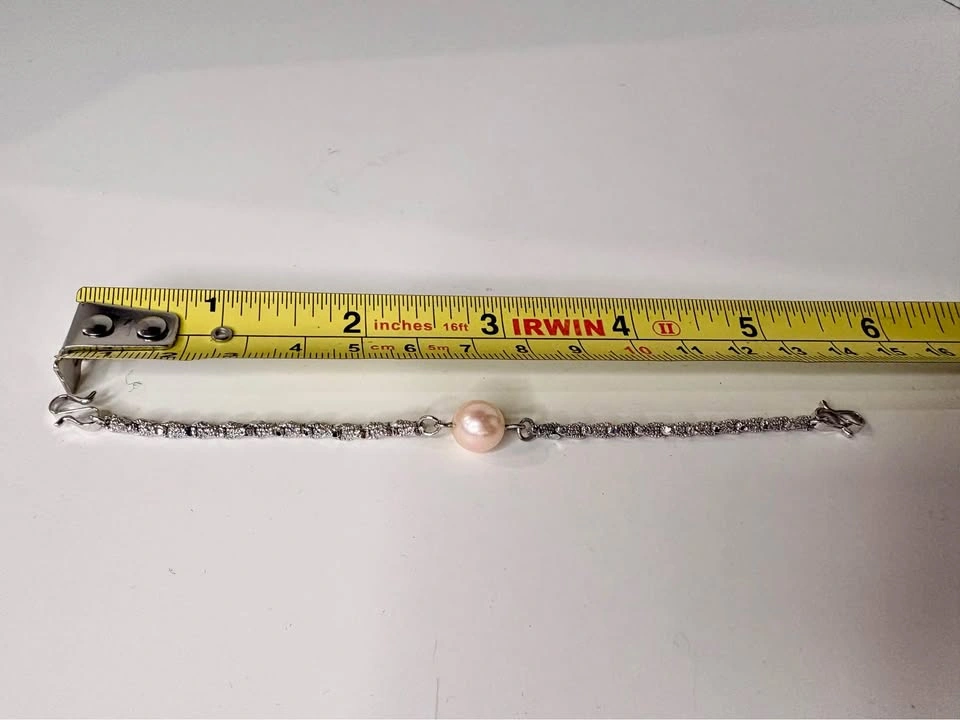 Silver-Toned Pink fresh water Pearl Bracelet - photo 2