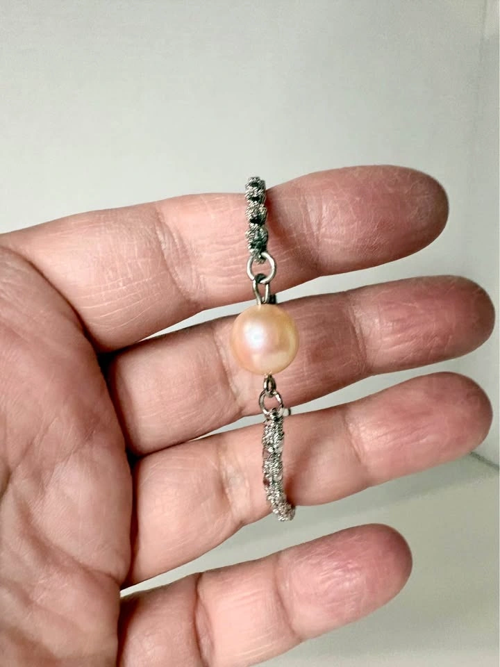 Silver-Toned Pink fresh water Pearl Bracelet - photo 5