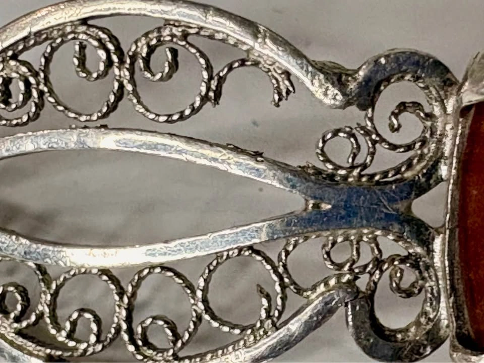 Vintage Silver Filigree Carnelian Bracelet - photo 2