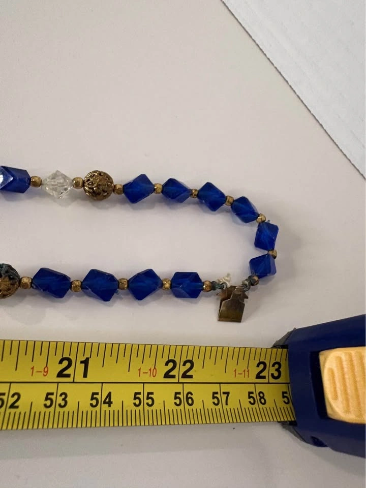 Vintage Multi-Strand Blue Glass Bead Necklace - photo 5