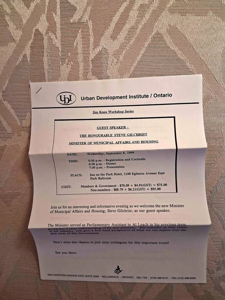 Vintage 1999 Ontario Urban Development Institute Event Flyer