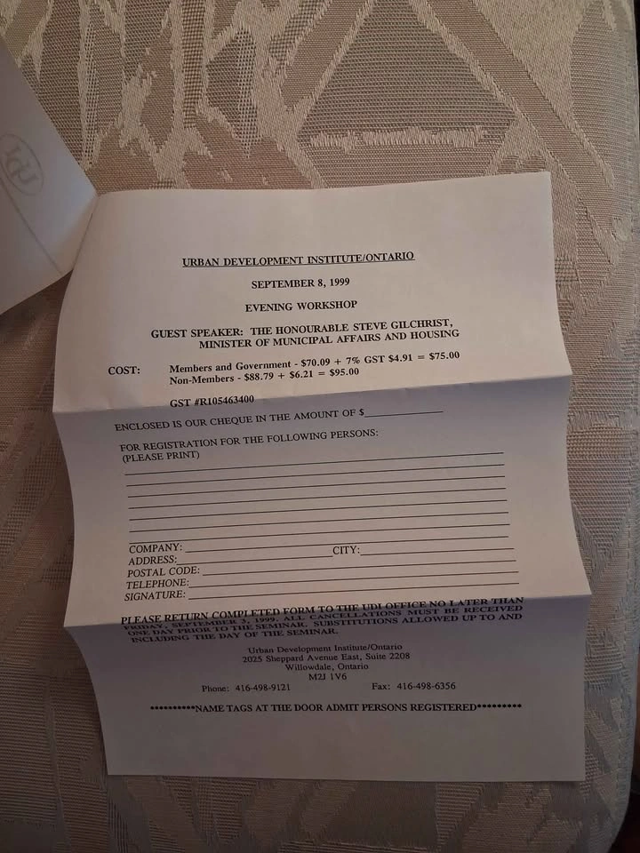 Vintage 1999 Ontario Urban Development Institute Event Flyer - photo 2