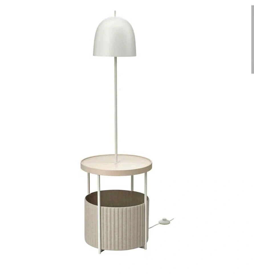 New IKEA TRINDSNÖ Floor Lamp, White Metal/Birch Veneer