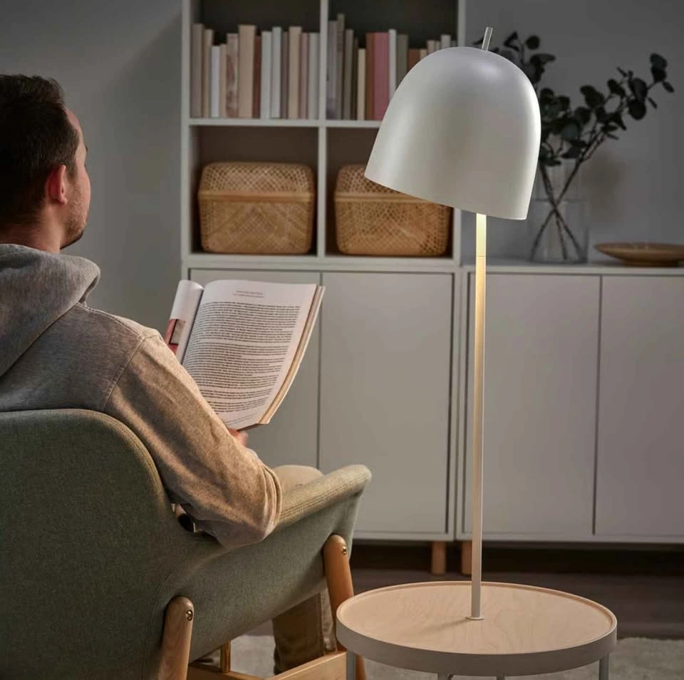 New IKEA TRINDSNÖ Floor Lamp, White Metal/Birch Veneer - photo 3