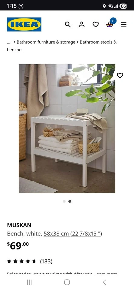 New Ikea MUSKAN Bench, white, 58x38 cm - photo 3