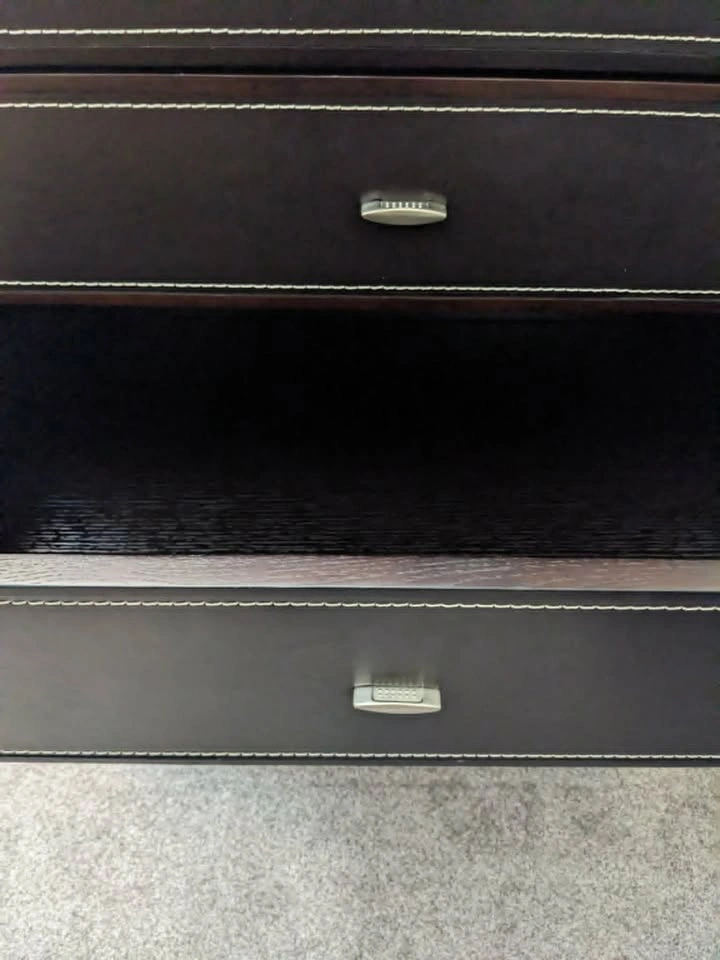 6 chest dresser, real leather, white stitching - photo 4