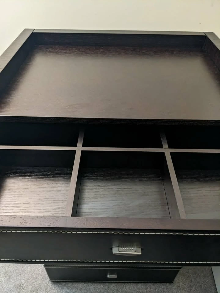 6 chest dresser, real leather, white stitching - photo 5